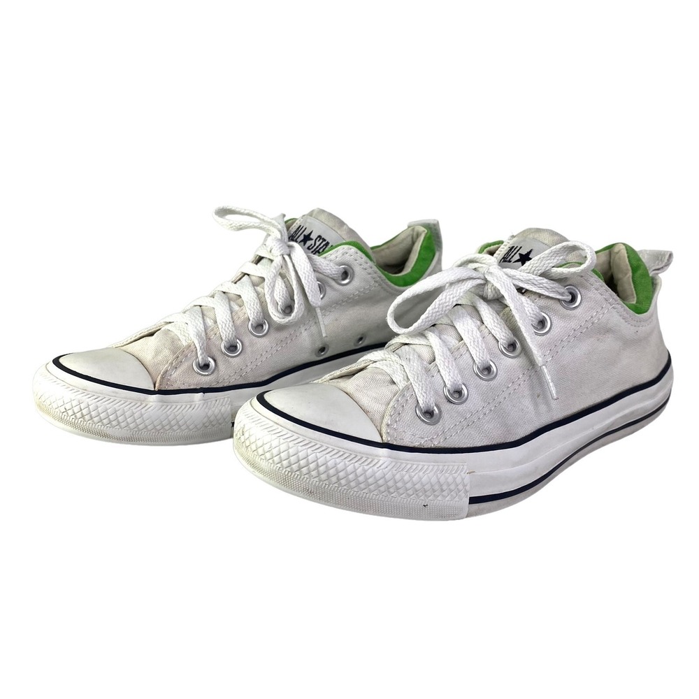 Converse‎ Chuck Taylor All Star White Green 130249F Women's Sz 7 Men's Sz 5